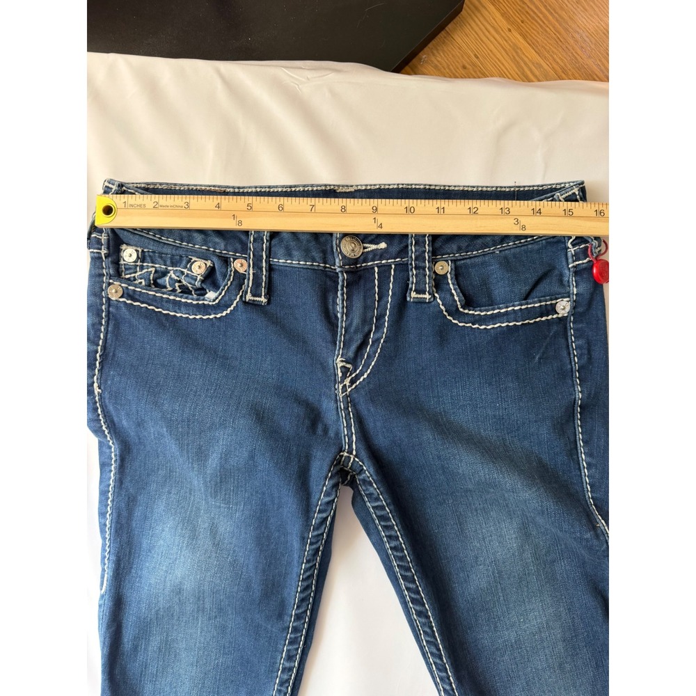 True Religion Section Skinny Jeans Dark Wash White Super T Stitching Womens 30 - Picture 4 of 13